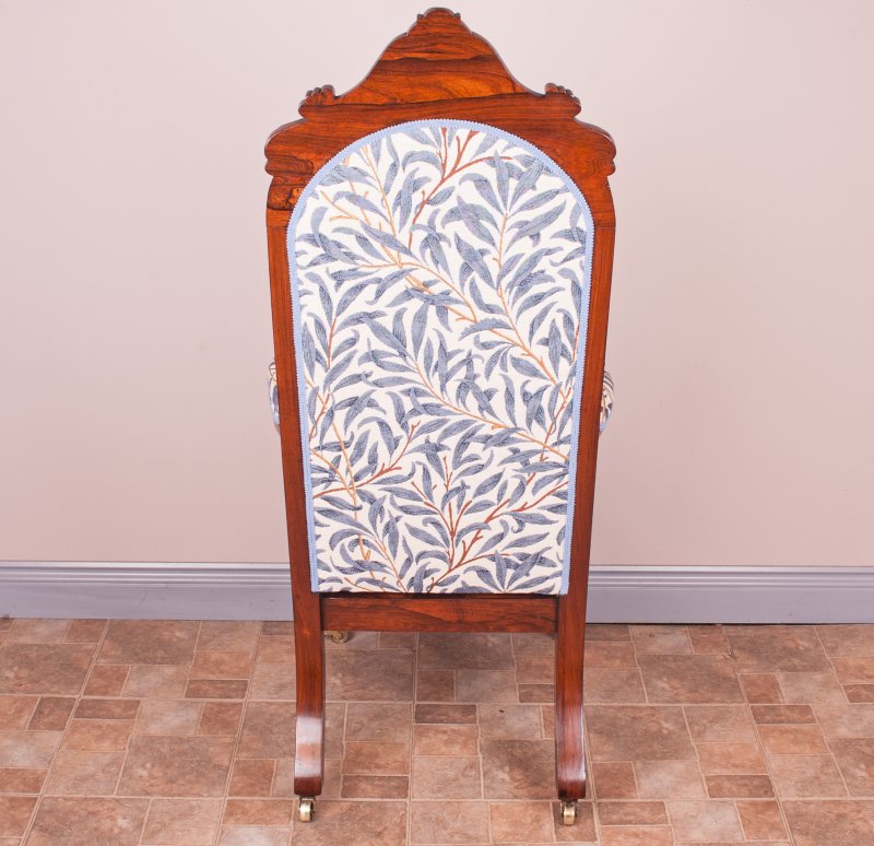 Good Quality 19thC Rosewood High Backed Library Armchair